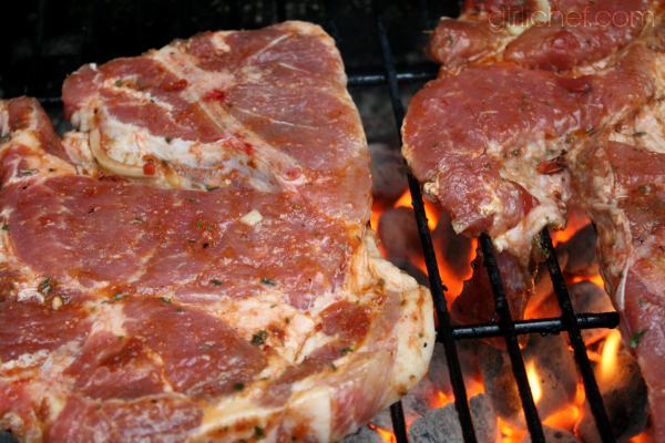 grilling the Chipotle Pork Chops