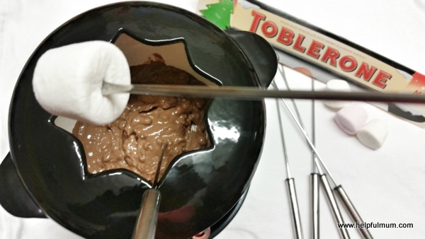 Toblerone fondue and marshmallows