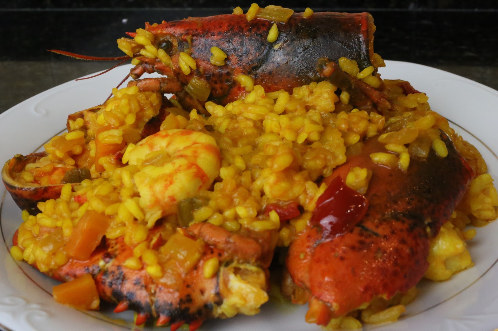 Cocina andaluza: Arroz con bogavante y langostinos.