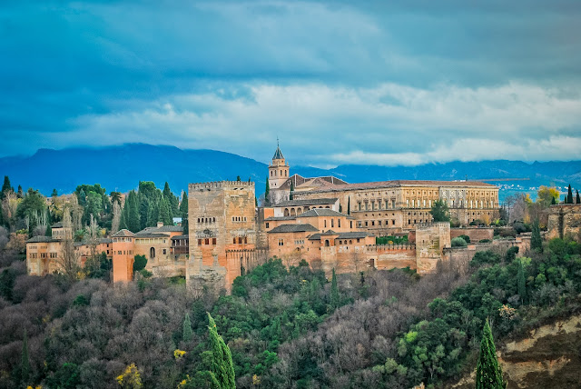 view of Alhambra from Mirador St Nicolas view of Alhambra