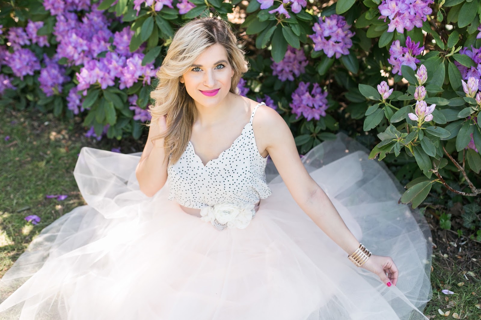 Bijuleni |Love Yourself: What Does It Even Mean? | Tulle Blush Skirt | Polka Dot Tank Top | Bridesmaid Look 