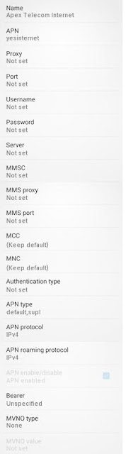 Apex Telecom 3G APN Settings Australia