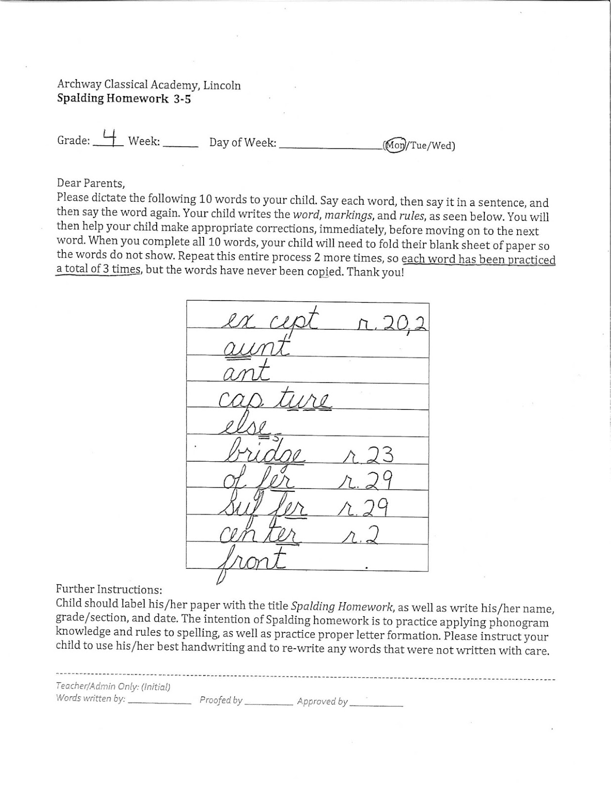 Ms. Walls' 4th Grade Blog Spalding Spelling Homework