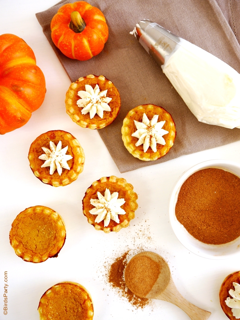 Recipe | Bite-Size Pumpkin Pies with Mascarpone Cream - BirdsParty.com