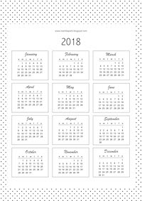 2018 mini calendar printable free