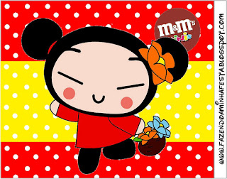 Pucca: Etiquetas para Candy Buffet para Imprimir Gratis. Etiqueta M&M de Pucca para imprimir gratis.