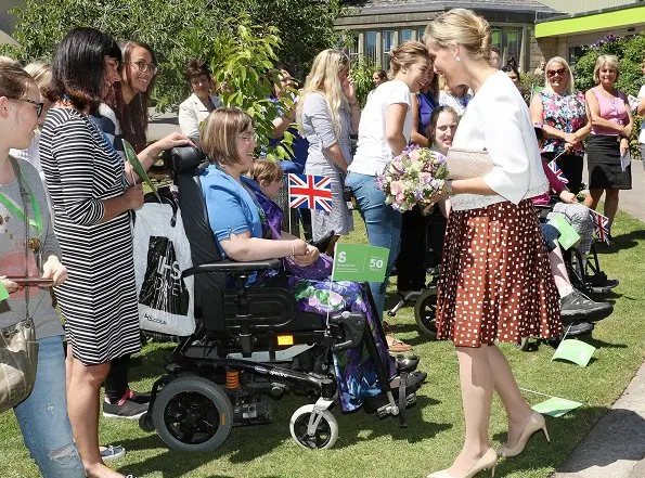 Countess Sophie visited the National Star College and Overbury Enterprise. The Countess wore Prada Dress, Shoes and Sophie Habsburg clutch