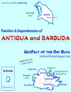 Antigua and Barbuda map of parishes and dependencies