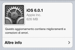iOS 6.0.1:Apple rilascia il nuovo aggiornamento