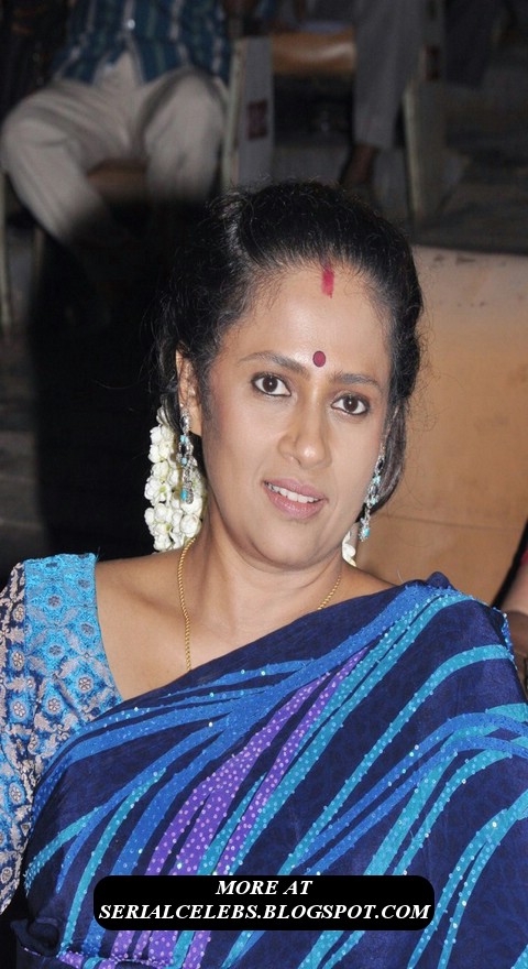 Serial Celebs The Only Blog For Serial Artists Aunty Actress Lakshmi Ramakrishnan In Blue Saree