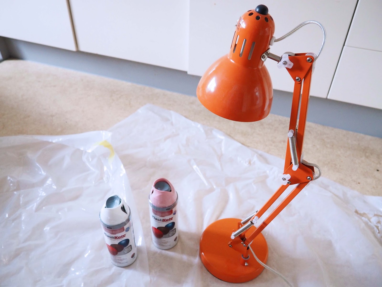 My weekend DIY! Spray paint stool, anglepoise lamp and candlesticks