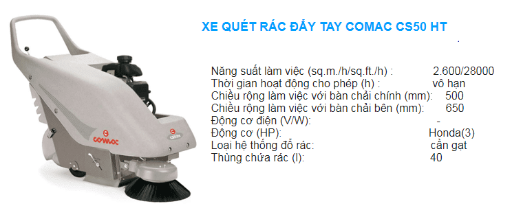 xe quét rác đẩy tay comac