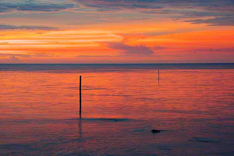 sunset, Izenajima, Okinawa, poles,ocean