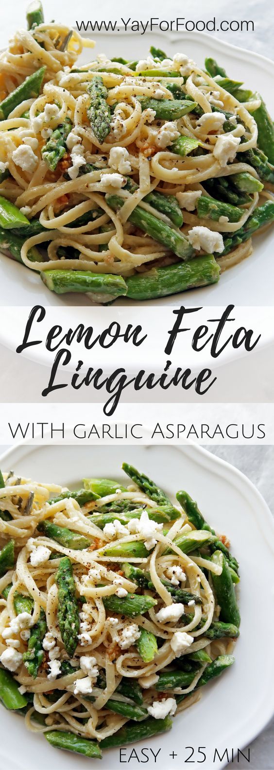 Lemon Feta Linguine With Garlic Asparagus