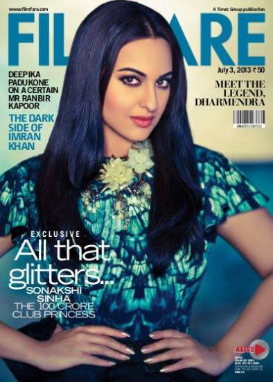 Sonakshi Sinha on the covers of  Filmfare July 2013