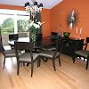Orange Dining Room Table - Lane Walnut Dining Room Table Ten Chairs - Just add pops of orange in a shade that you love by using accent additions such as wall art, small candles on the dining table or even a brilliant pendant.