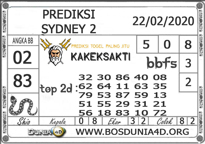 Prediksi Togel SYDNEY2 DUNIA4D 22 FEBRUARI 2020