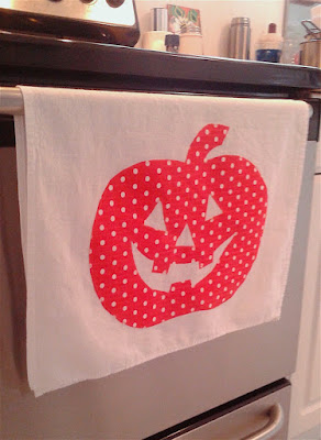 How-to Halloween pumpkin DIY jackolantern dish towel decoration sewing