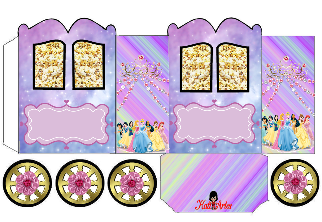 Princesas Disney: Caja con forma de Carruaje para Imprimir Gratis. Princesas Disney: Caja con forma de Carruaje para Imprimir Gratis.