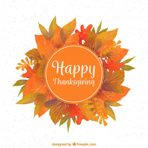 Thanksgiving background with leaves Free Vector