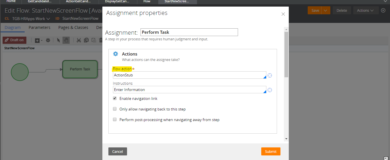 find assignment flow removed error in pega