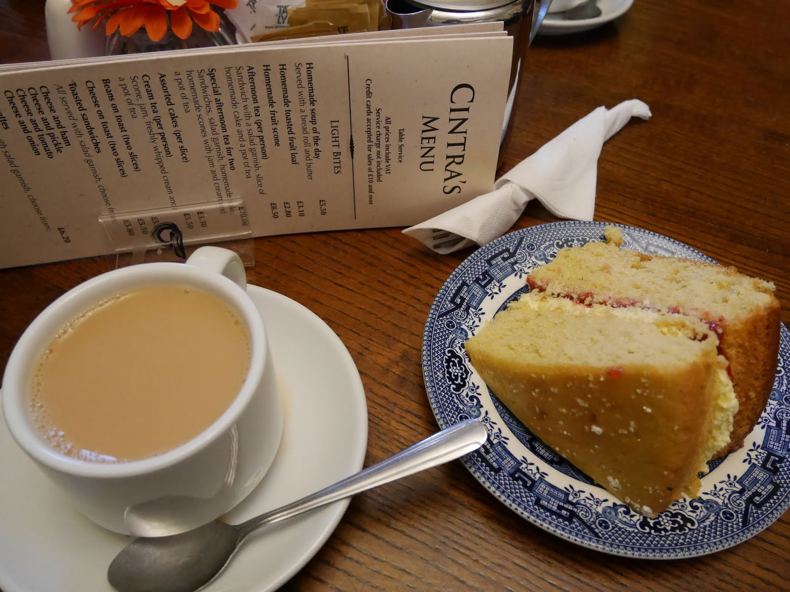 Tea and cake at Cintra's Tearoom in Hathersage, Peak District National Park