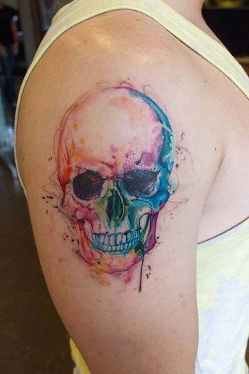 renkli kurukafa kol dövmeleri erkek watercolor skull arm tattoos for men renkli kurukafa kol dövmeleri watercolor skull erkek arm tattoos for men