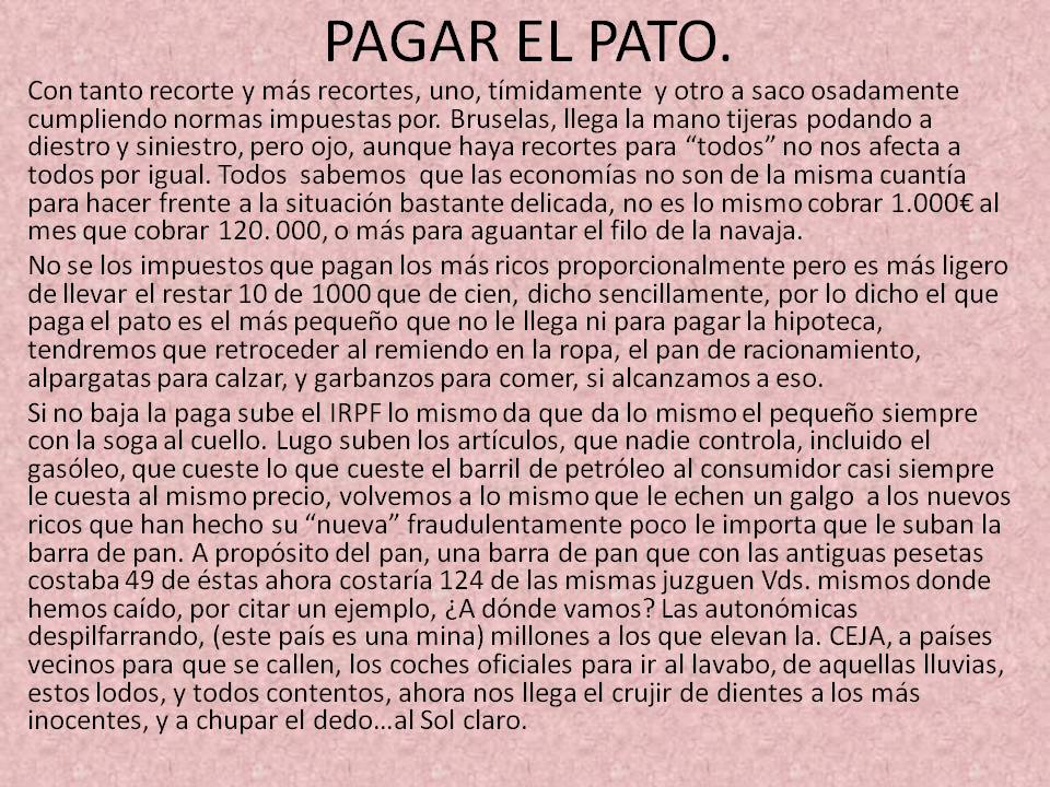 prosa y versos PAGAR EL PATO