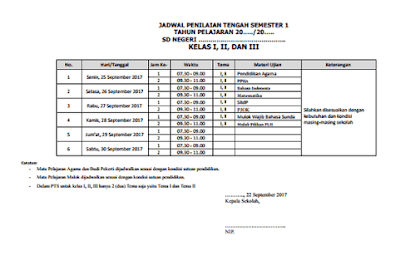 Jadwal Mata Pelajaran Kelas 4 Sd Kurikulum 2013