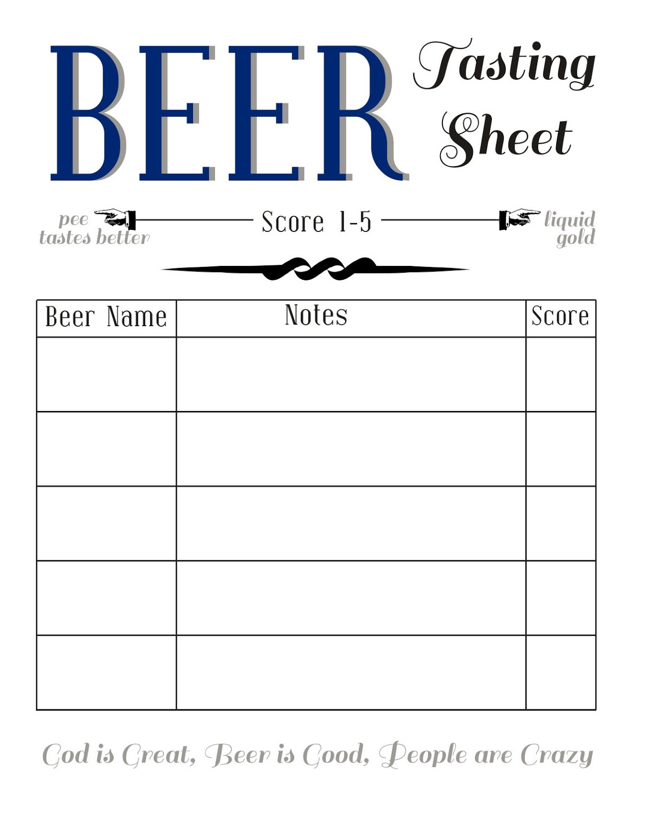 Free Printable Beer Tasting Score Sheet