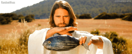 Funny Jesus multiply fishes miracle gif picture