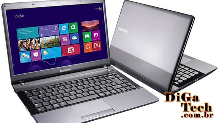 Notebook Saumsung Tela inicial notebook ligado