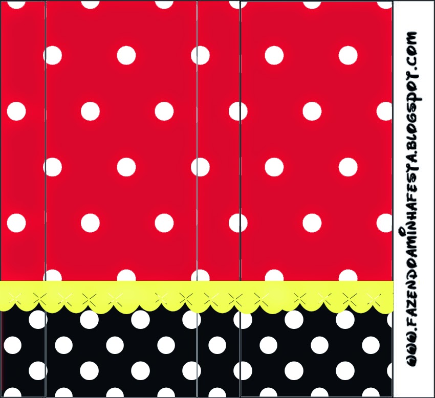 Rojo, Negro y Lunares Blancos: Etiquetas para Candy Bar para Imprimir Gratis. Etiquetas de Rojo, Negro y Lunares Blancos para imprimir gratis.