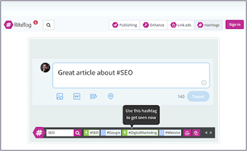 Use RiteTag to get instant hashtag suggestions Use RiteTag to get instant hashtag suggestions