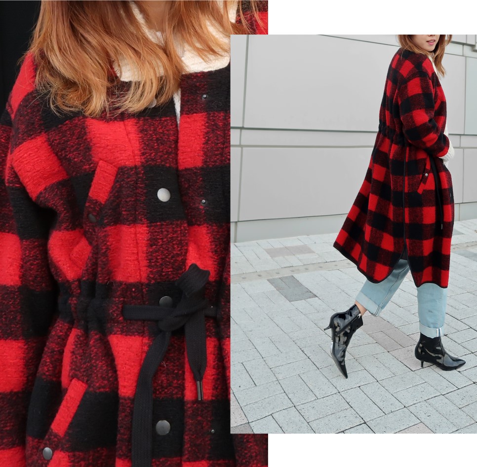 red check coat pant