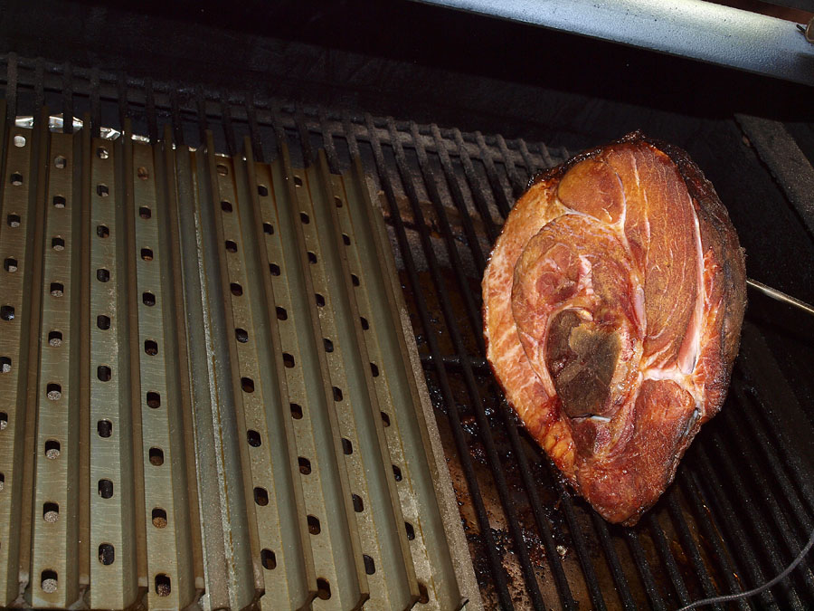 Pellet Smoker Cooking Ham for Ham Salad