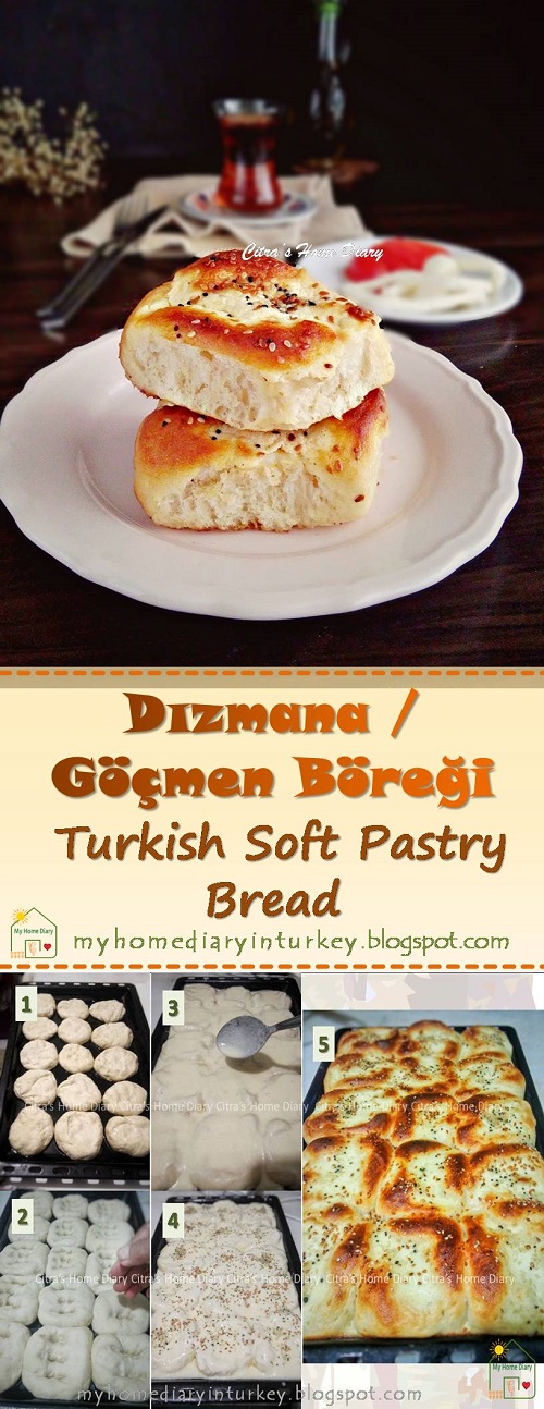 Turkish Recipe; Dızmana / Göçmen Böreği | Çitra's HOme Diary. #turkishfoodrecipe #börekler #turkishborek #pastryrecipe #breakfast #brunch #turkishcuisine #turkishpastry #resepmasakanturki #gocmenboregi #yogurt #softbread