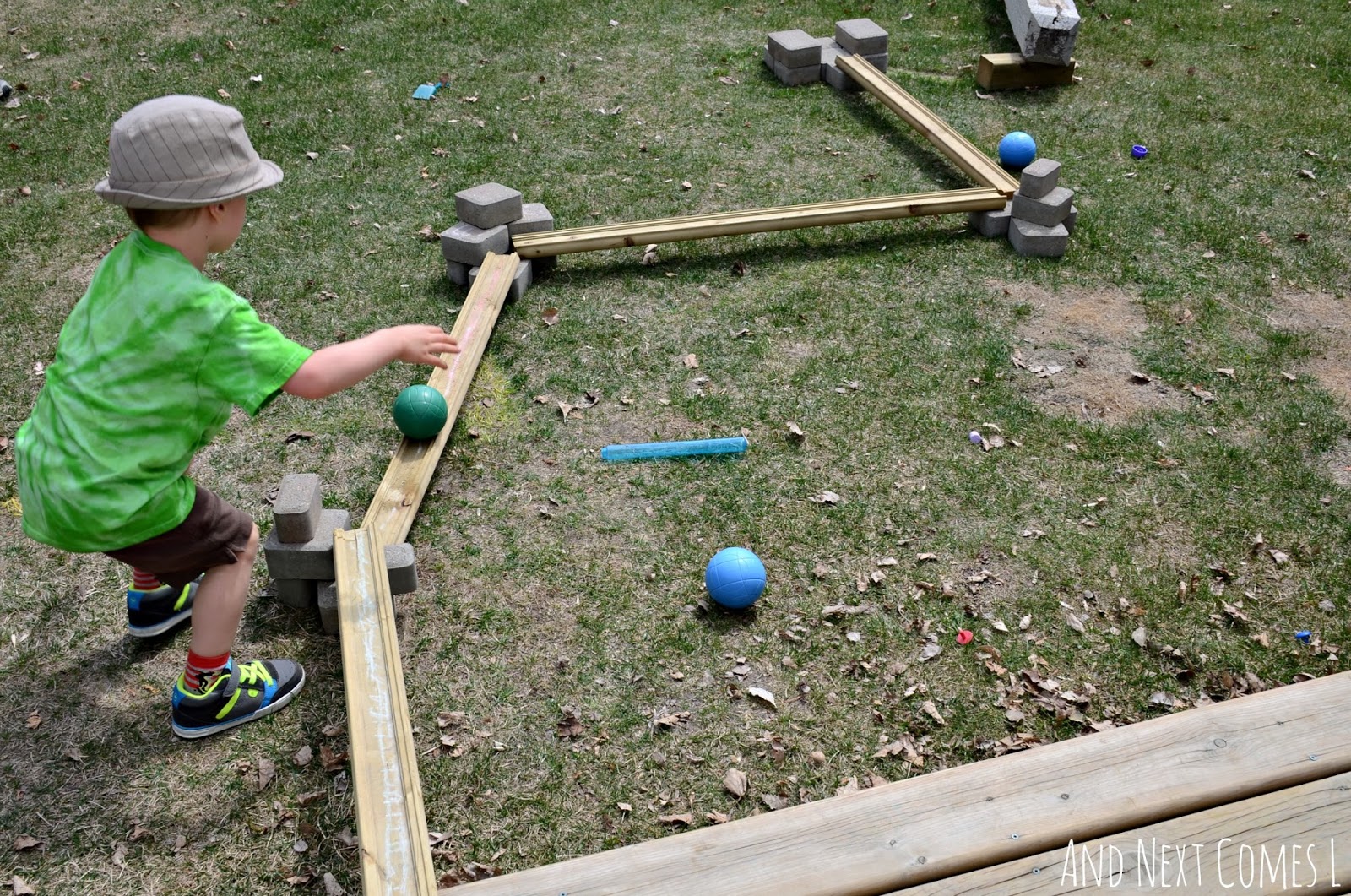 DIY Ball Run for Kids Building with Loose Parts in the Backyard And