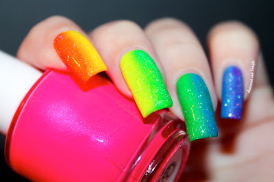 Rainbow Gradient Neon Nail Art