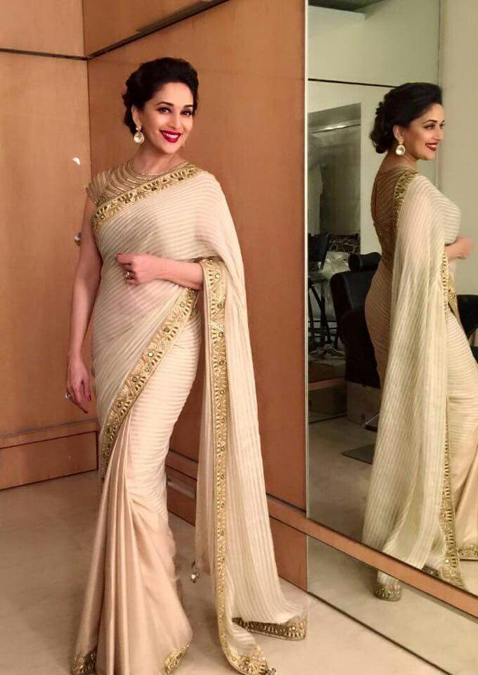 Madhuri Dixit in a white saree