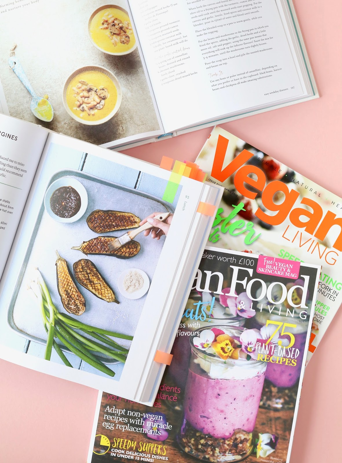 Favourite Cookbooks and magazines Deliciously Ella Niomi Smart Vegan Food and Living Vegan Living