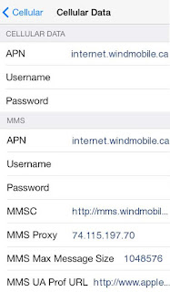 Wind Mobile APN Settings for IPhone