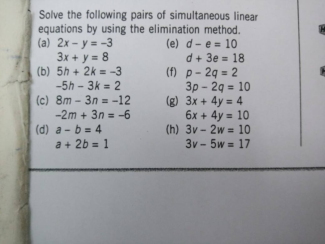 Simultaneous equations method picture