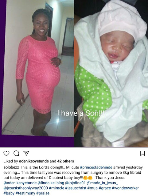 "Some call me lucky, I say I am favoured"- Nigerian woman gives birth one year after major surgery to remove 8kg of fibroid from her womb