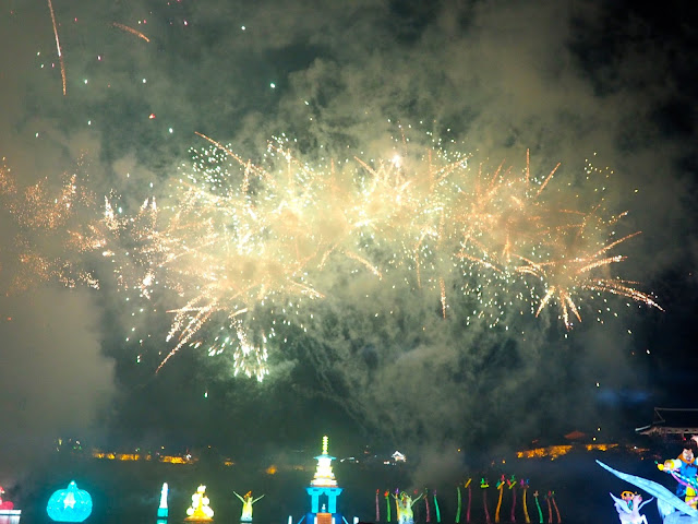 Opening ceremony fireworks display at Jinju Lantern Festival, South Korea