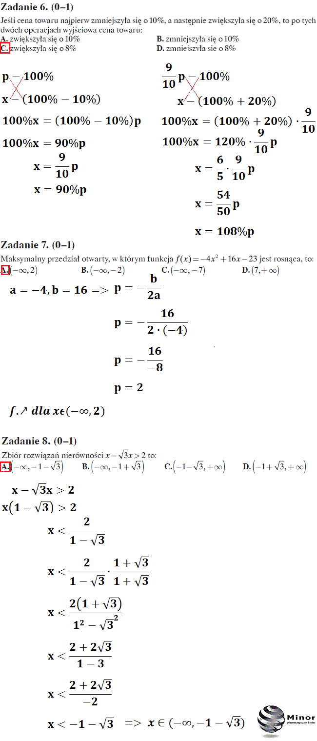 Próbna matura z matematyki z Operonem 25.11.2015 r. Odpowiedzi do arkusza próbnej matury z Operonem, matematyka Matura 2016, poziom podstawowy