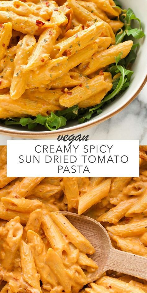 Creamy Spicy Sun Dried Tomato Pasta | A creamy spicy sun dried tomato sauce that’s simple and quick to make. Uses simple ingredients which makes it perfect for a weeknight dinner. Vegan and gluten free when using your favourite gluten free pasta. | #creamy #tomato #pasta #dinner Creamy Spicy Sun Dried Tomato Pasta