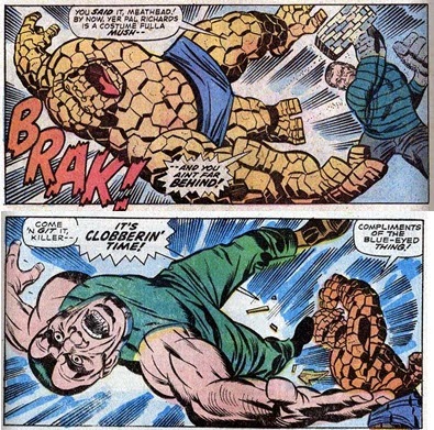 Fantastic Four 149-FrightfulFour-Buckler-Conway Fantastic Four 79-RThing-MonsterNoMore