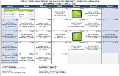 Jadual Pengajian November 2016