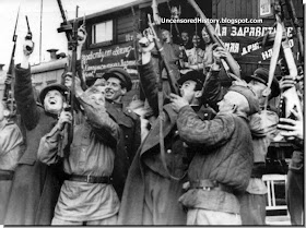 Red Army soldiers celebrate  German surrender East Prussia May 1945.